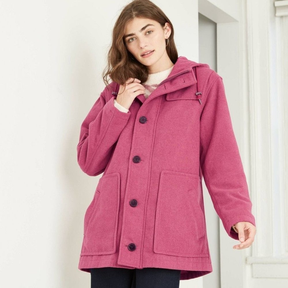 NWT‎ Women's A new Day Sweet Rose Duffel Overcoat Size XS